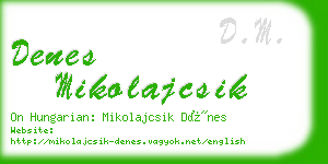 denes mikolajcsik business card